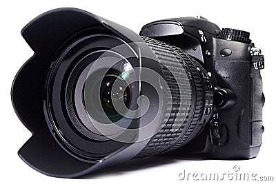 DSLR camera white isolated Stock Photo