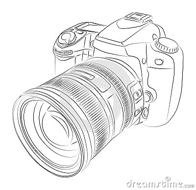 DSLR with lens Vector Illustration