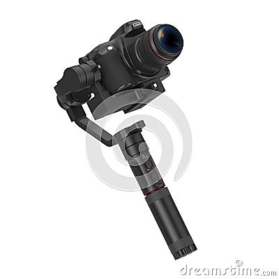 DSLR or Video Camera Gimbal Stabilization Tripod System. 3d Rendering Stock Photo