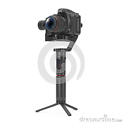 DSLR or Video Camera Gimbal Stabilization Tripod System. 3d Rendering Stock Photo