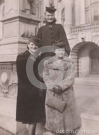 DT00056 BUDAPEST, HUNGARY CIRCA 1930`s Young Ladies -Fashion ca 1930s Editorial Stock Photo