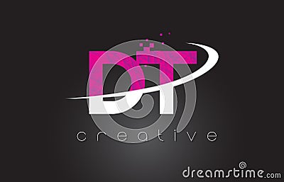 DT D T Creative Letters Design With White Pink Colors Vector Illustration