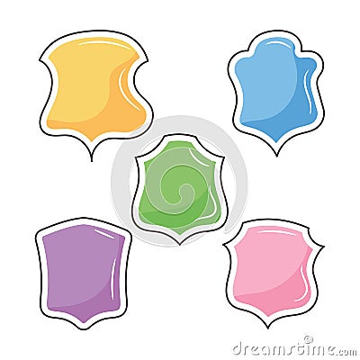 Shield outline vector sign collections, Colored linear style Stock Photo