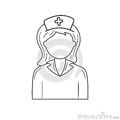 Simple Nurse vector illustration, linear style pictogram avatar Cartoon Illustration