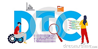 DTC Direct to consumer marketing process strategy. Commerce concept in trade. Vector Illustration