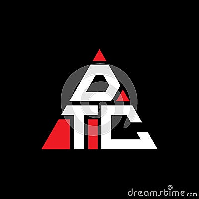 DTC triangle letter logo design with triangle shape. DTC triangle logo design monogram. DTC triangle vector logo template with red Vector Illustration