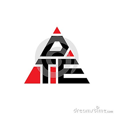 DTE triangle letter logo design with triangle shape. DTE triangle logo design monogram. DTE triangle vector logo template with red Vector Illustration