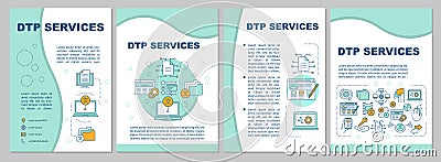 DTP services brochure template layout. Desktop publishing service. Flyer, booklet, leaflet print design with linear Vector Illustration