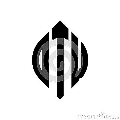DTW circle letter logo design with circle and ellipse shape. DTW ellipse letters with typographic style. The three initials form a Vector Illustration