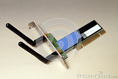 Dual antenna wireless adapter for desktop computers. Stock Photo
