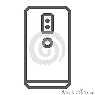 Dual camera smartphone line icon, technology and communication, mobile phone sign, vector graphics, a linear pattern on Vector Illustration
