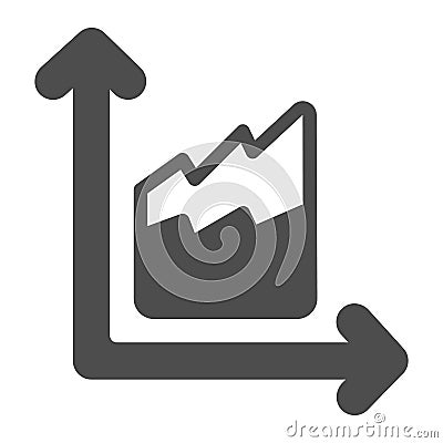 Dual chart with two growth curve solid icon, diagram concept, double line graph vector sign on white background, glyph Vector Illustration
