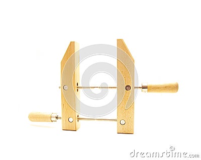 Dual handscrews wood clamp with hardwood jaws provide firm, even pressure on woodworking projects without scratching or marring Stock Photo