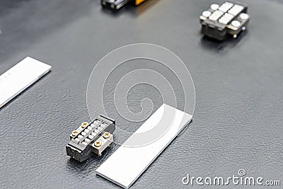 Dual roller compact linear guide for high load performance and rigidity accuracy position movement on table Stock Photo