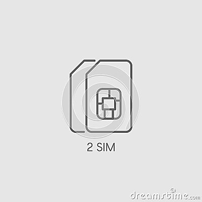 Dual SIM icon sign. Double SIM card symbol vector illustration. Vector Illustration