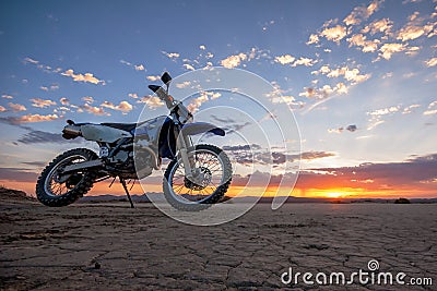Dual Sport dirt bike on El-mirage dry lake Stock Photo