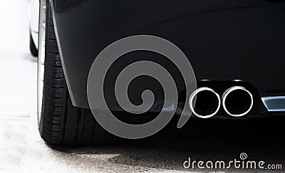 Dual Tailpipe on Sports Car Stock Photo