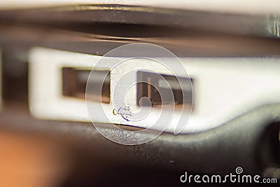 Dual usb femail connector on laptop Stock Photo