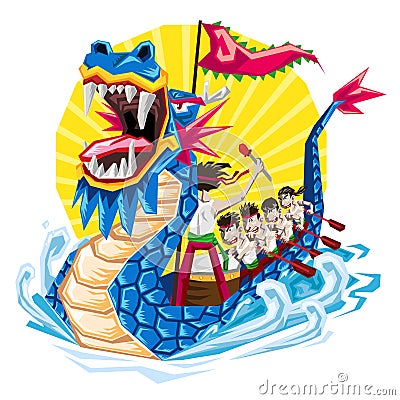 Duanwu Chinese Dragon Boat Festival Vector Illustration