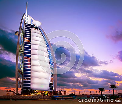 Dubai. Burj Al Arab hotel Editorial Stock Photo