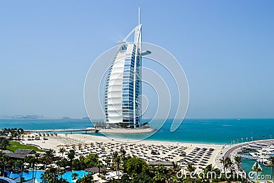 Dubai. Burj Al Arab hotel Editorial Stock Photo