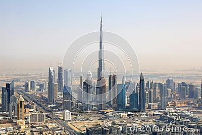 Dubai Burj Khalifa Downtown aerial view photography Stock Photo