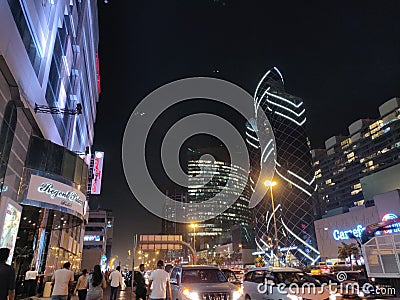 Dubai busy street view at Bur Dubai , Regent Pace Burjuman mall Editorial Stock Photo