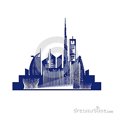 Dubai city fountains Vector Illustration