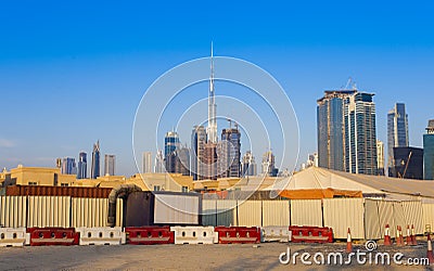 Dubai city under construction. Editorial Stock Photo