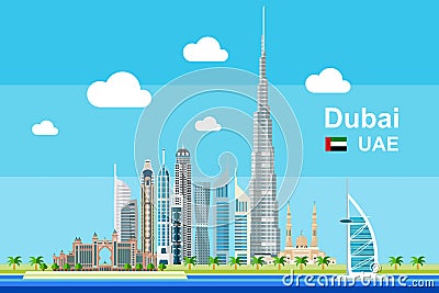 Dubai Cityscape Vector Illustration