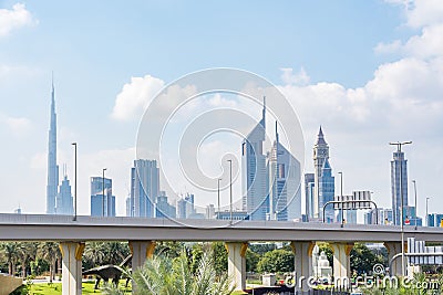 Dubai cityscape, view from Zabeel park Editorial Stock Photo