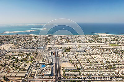 Dubai coastline landscape Arab Emirates aerial view Stock Photo