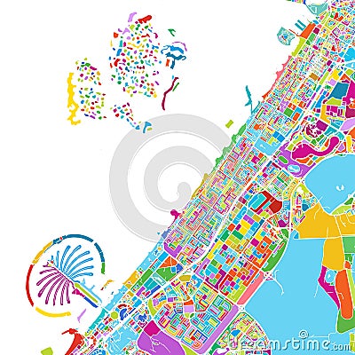 Dubai Colorful Vector Map Vector Illustration