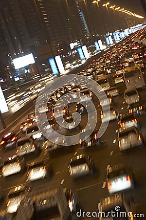 Dubai,Congestion At Night Stock Photo