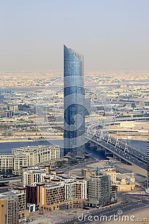 Dubai D1 Tower aerial view photography Stock Photo