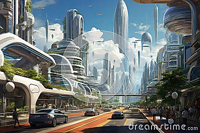 Dubai downtown skyscrapers. Dubai is the fastest growing city in the world, AI Generated Stock Photo