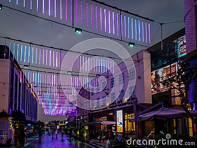 Dubai Epic neon light interior design of the Dubai city walk at night Editorial Stock Photo