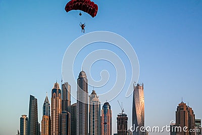Dubai fun parachuting activities Editorial Stock Photo