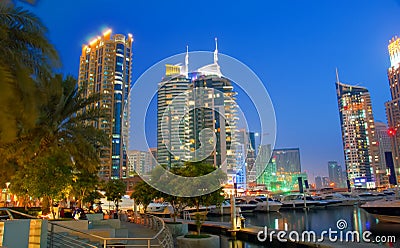 Dubai Marina Night Scene 7 Stock Photo