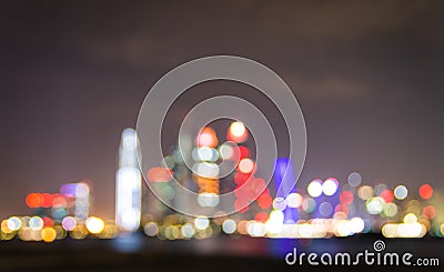 Dubai Marina Skyline - Blurred defocused bokeh Stock Photo