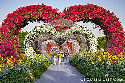 Dubai Miracle Garden with fairy castles and with has over 45 million flowers. Editorial Stock Photo