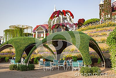 Dubai Miracle Garden with fairy castles and with has over 45 million flowers. Editorial Stock Photo