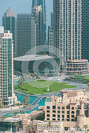 Dubai Opera house, the luxury performing arts center in downtown near Dubai mall and Burj Khalifa for middle east culture and Editorial Stock Photo