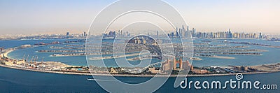 Dubai The Palm Jumeirah Island Atlantis Hotel panorama Marina aerial panoramic view photography Stock Photo