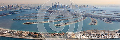 Dubai The Palm Jumeirah Island panorama Marina aerial panoramic Stock Photo