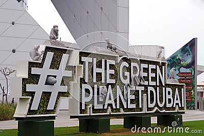 Dubai, Picture of The Green Planet sign the region`s first bio-dome that recreates the enchanting world of a tropical forest Editorial Stock Photo