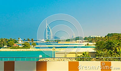 Dubai seaside view Palm Jumeirah road Dubai Stock Photo