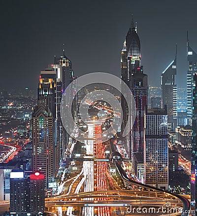 Dubai Sheikh Zayed Road Closer Look shows the density of these roads Editorial Stock Photo