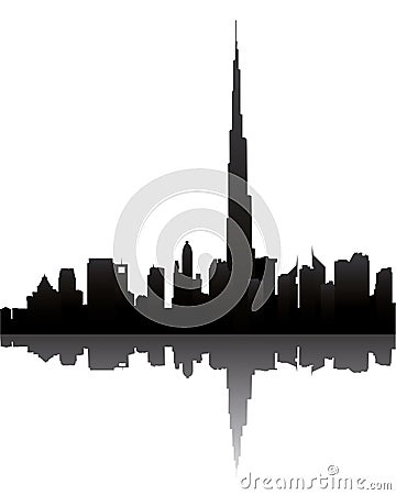 Dubai skyline with burj dubai Vector Illustration