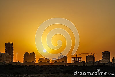 Dubai. Summer 2016. Construction in Dubai Editorial Stock Photo